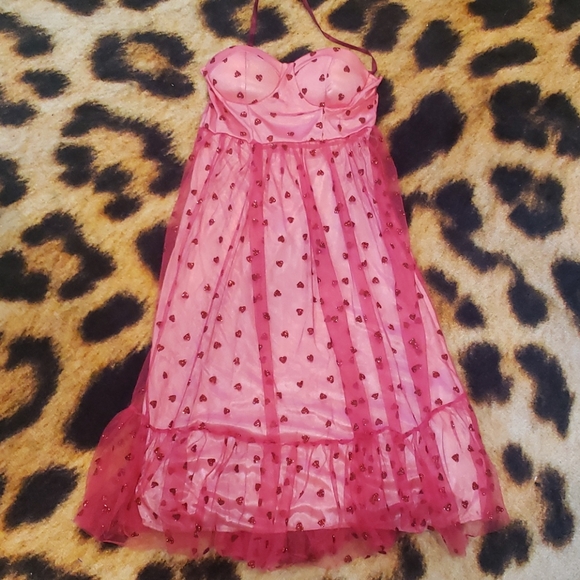 ⭐Pink Glitter Heart Dress - Picture 5 of 10